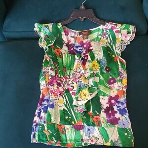 Victor Alfaro watercolor silk Floral Blouse